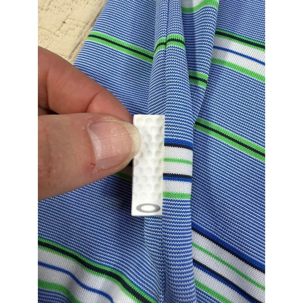 Oakley Polo Shirt Short Sleeve Striped Golf Performance | Mens Size XL